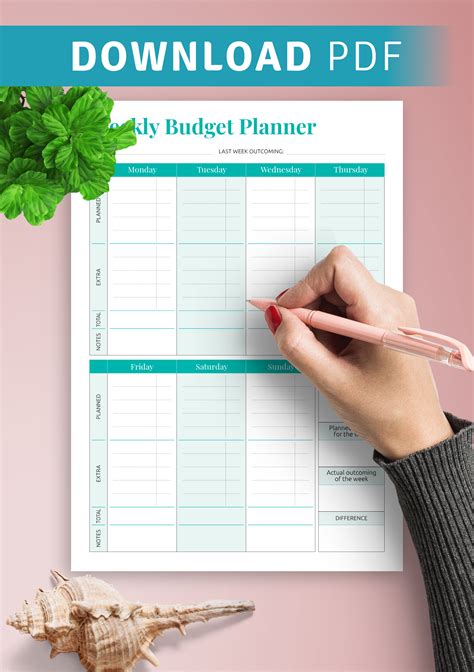 Download Printable Simple Weekly Budget Template PDF