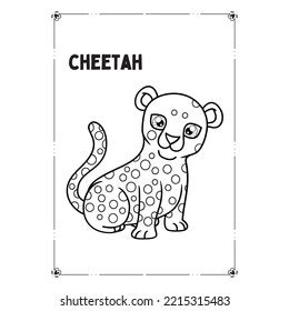 Editable Illustrated Cheetah Coloring Template Stock Vector (Royalty Free) 2215315483 | Shutterstock