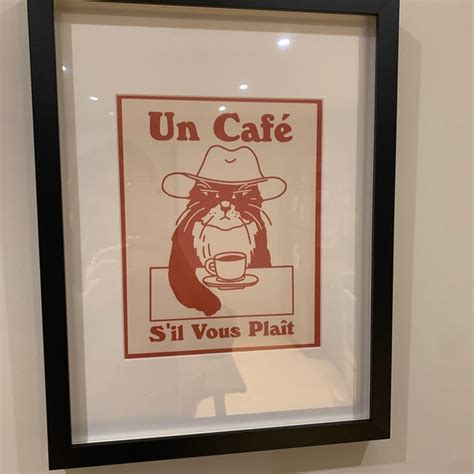 French Cafe Cat Print Retro Drink Poster Cowboy Cat Coffee Posters