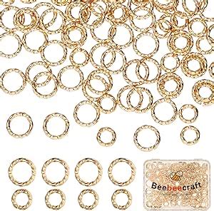 Amazon Beebeecraft 240Pcs 2 Size Twisted Open Jump Rings 18K Gold