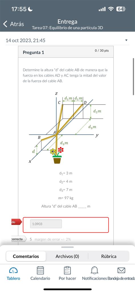 Resuelto Determine La Altura D Del Cable AB De Manera Que Chegg