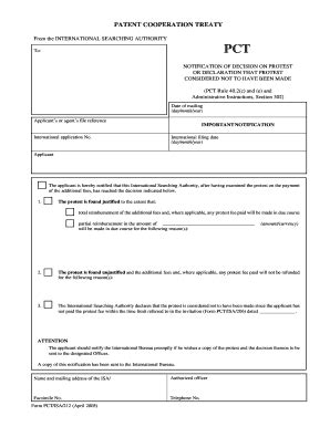 Fillable Online Wipo Form PCT ISA 212 WIPO Wipo Fax Email Print