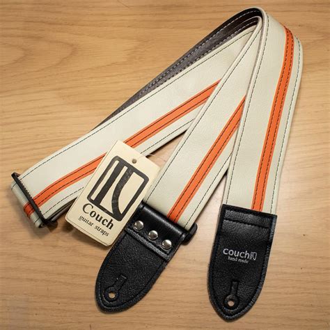 Couch Guitar Strapsvinyl Racer X Guitar Strap White With Orange Llp