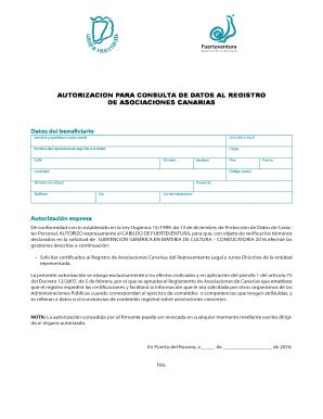 Fillable Online Cabildofuer Autorizaci N Para Consulta De Datos Al