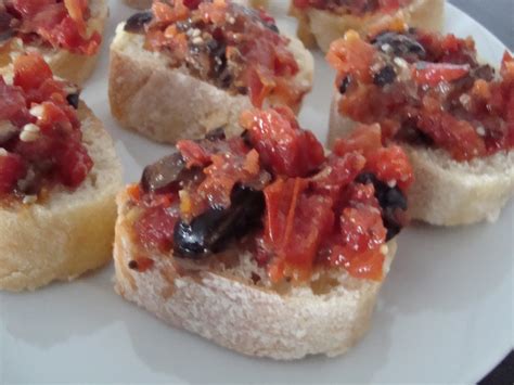 A Little Cooking Roasted Tomato And Olive Bruschetta