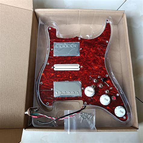 Red Hsh Strat Style Pickguard Guitar Loaded Prewired Plate Reverb