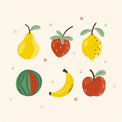 Colección de frutas dibujadas a mano Vector Gratis