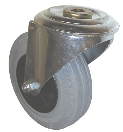 Swivel Castor Single Bolt Hole Fitting 200mm 200kg Capacity Rubber