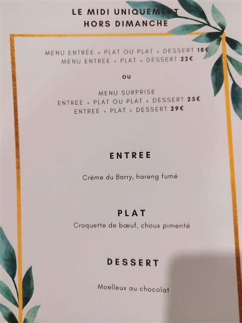 Menu Au Le Complice Restaurant Saint Brieuc