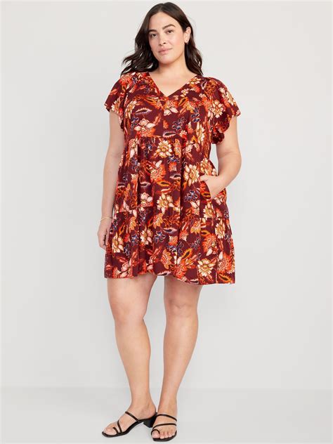 V Neck Tiered Mini Swing Dress Old Navy