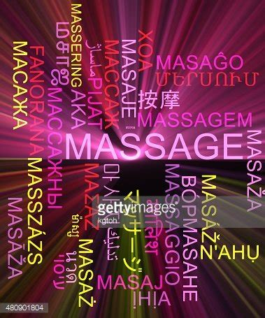 Massage Multilanguage Wordcloud Background Concept Glowing Stock Vector