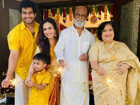 Rajnikanth Diwali: Rajinikanth's picture-perfect family portrait from his 'yellow-mellow' Diwali ...