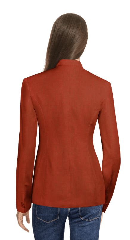 Red Linen One Button Blazer With Peak Lapels Sumissura