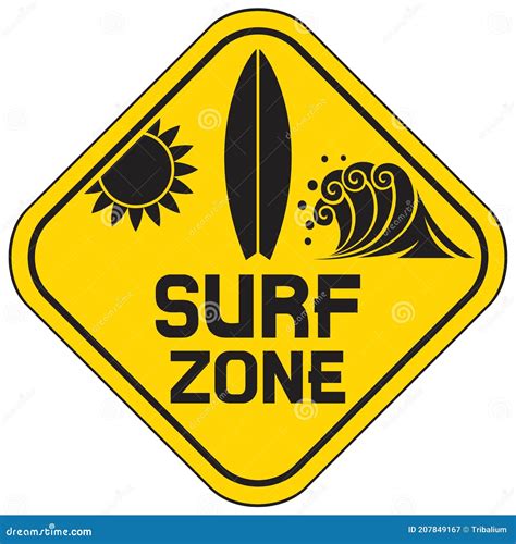 Surf Zone Sign Vector Illustration Stock Vector - Illustration of area, advertising: 207849167