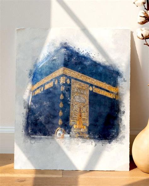 Masjid Al Haram Makkah Painting Kabah Kaaba Watercolour Etsy