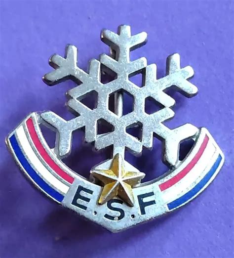 Insigne Broche Badge Flocon Neige Etoile Esf Ecole Ski Francais Sign