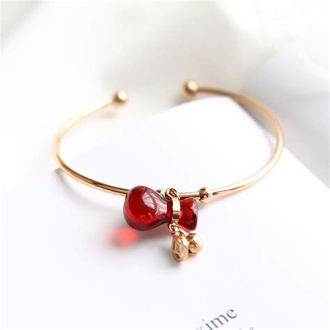 Yun Ruo 2018 New Arrival Elegant Red Money Bag Bangle Lover Cuff Rose