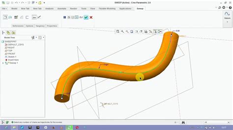 Sweep Command In Creo L Sweep Along Trajectory YouTube