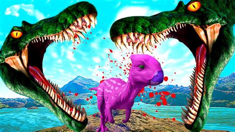 Spinosaurus Vs Malusaurus Vs T Rex Vs Mosasaurus Dinosaurs Fighting