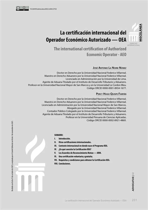 PDF La certificación internacional del Operador Económico Autorizado