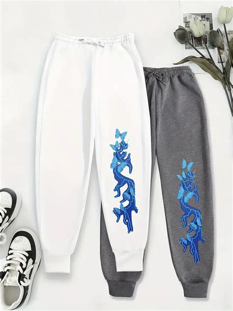 Butterfly Print Jogger Sweatpants Casual Drawstring Sporty Temu Australia