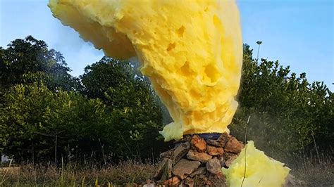 Experiment L Big Yellow Foam Eruption Volcano Toothpaste From Coca Cola