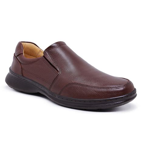 Sapato Masculino de Couro Legítimo Classic 6023 Café Comfort Shoes