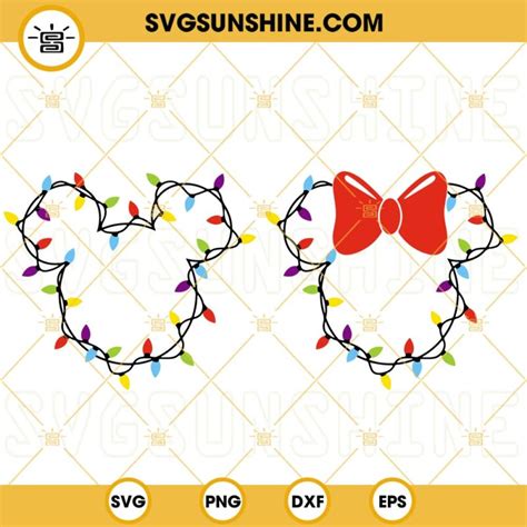 Mickey Minnie Mouse Head Christmas Lights SVG Mouse Christmas SVG