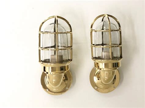 New Nautical Antique Marine Ship Brass Bulkhead Wall Light Fixture Lot Of 5 Etsy