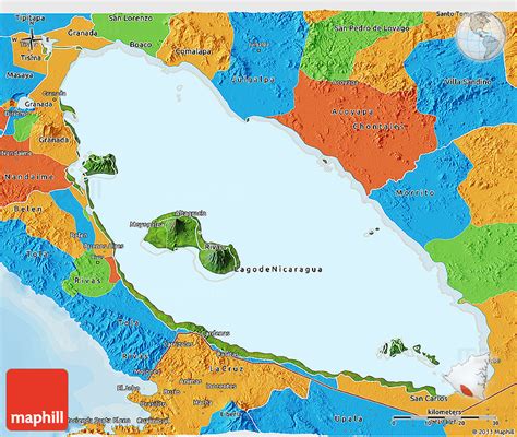 Satellite 3d Map Of Nicaragua Political Outside