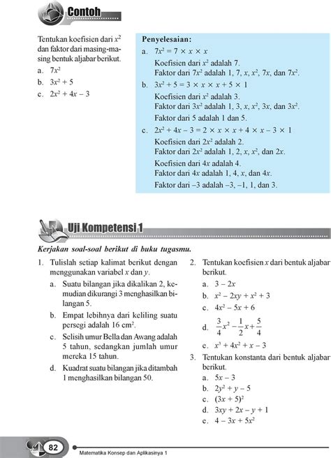 Tentukan Suku Variabel Koefisien Dan Konstanta Dari Bentuk Aljabar