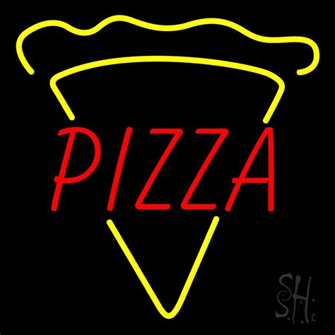 Pizza With Pizza Slice LED Neon Sign Pizza Neon Signs Everything Neon