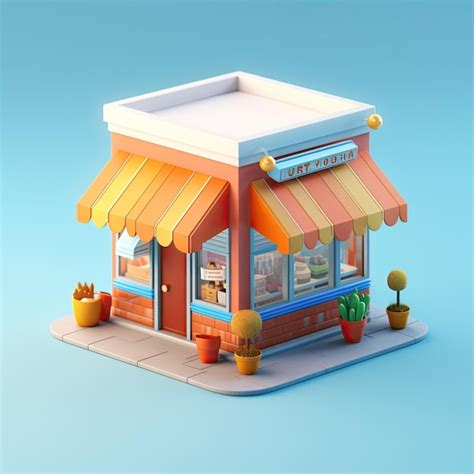 Premium Photo 3d Isometric Render Of A Local Shop Building