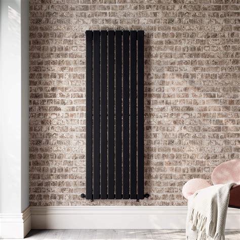 Faro Matt Black Double Flat Panel Vertical Radiator X Mm