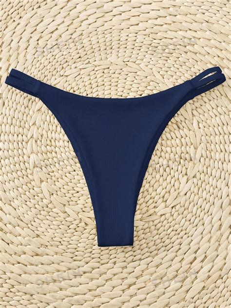 Shein Swim Summer Beach Cut Out Waist Thong Bikini Panty Low Rise Thong