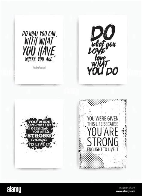 A set of four motivational posters with popular quotes black and white ...