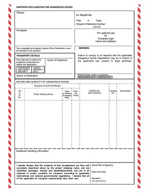 Shippers Declaration Form Dangerous Goods Fill Online Printable Images