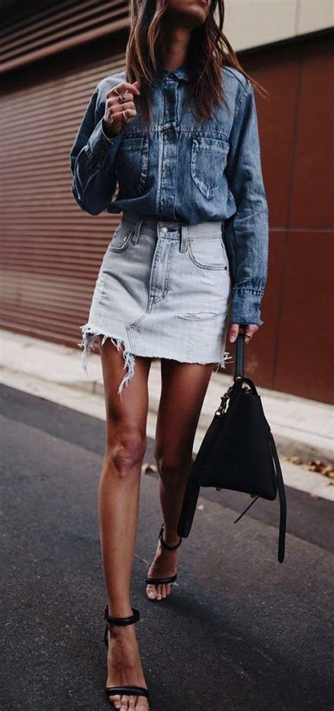 Ways To Rock A Denim Skirt During The Day Society Cute Summer