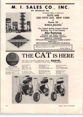 1969 Paper Ad Hpe Cat Mini Bike 300x 3 Models Shown Colton California