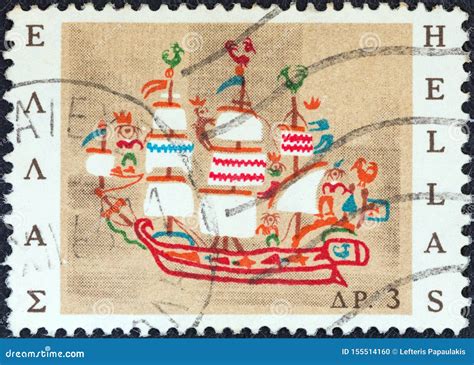 Greece Circa A Stamp Printed In Greece Shows Th Century Ship