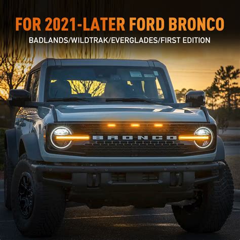 Amber Led Raptor Grille Lights Kit For 2021 Later Ford Bronco 10248