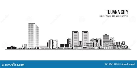 Tijuana City Skyline Mexico Vector Illustration