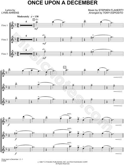 Once Upon A December From Anastasia Sheet Music Flute Solo In F Major Download And Print