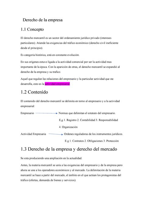 Derecho Tema 1 Sjkqhjuwd Derecho De La Empresa 1 Concepto El Derecho Mercantil Es Un Sector