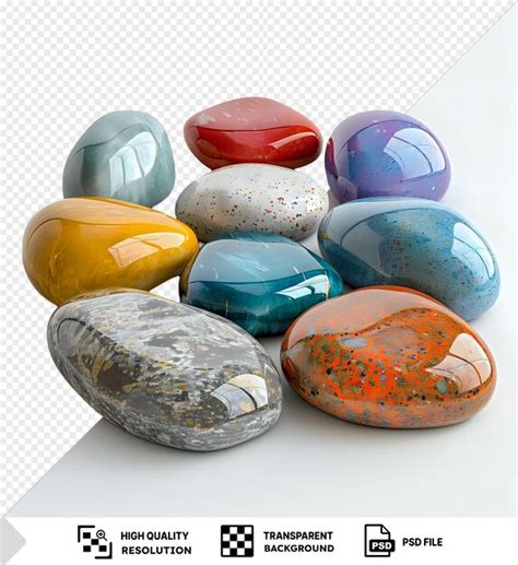 Colección transparente conjunto de piedras coloridas lisas png clipart