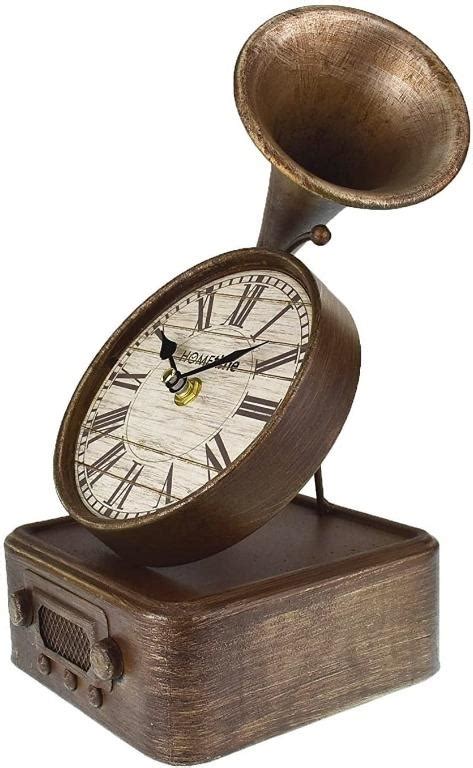 Hometime Metal Mantel Clock - Vintage Style Gramophone(torn packaging ...