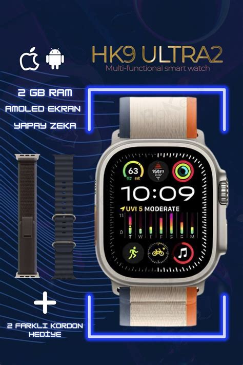 Bakeey Hk Ultra Amoled Ekran Siri Gps Nfc Pusula Sesli Asistan