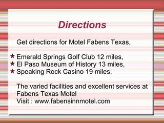 Reserve Motel Fabens TX | PPT