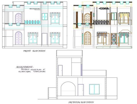 The Autocad Drawing File Shows The Details Of The Front And Sectional