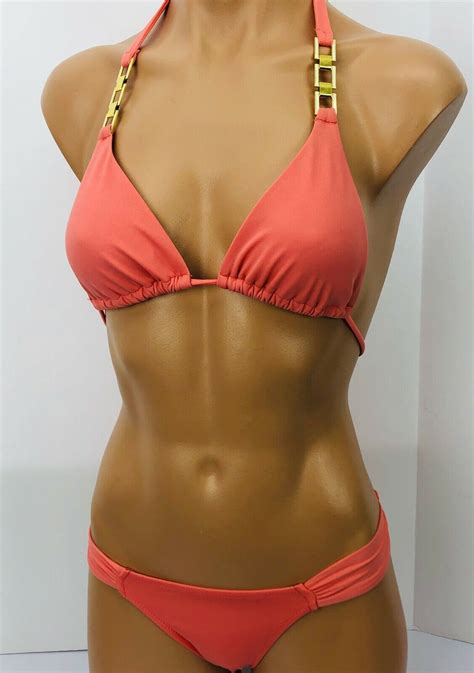 Victoria S Secret Bikini Triangle Padded Orange Adjus Gem